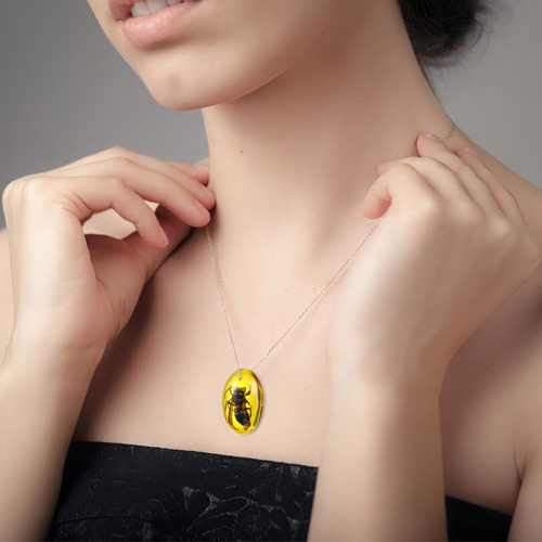 Collar Con Forma De Amuleto Y Colgante De Ámbar, 5 Unidades