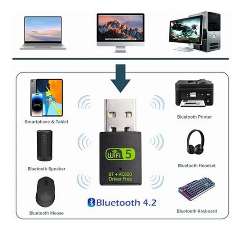 2pcs Adaptador Wifi Para Pc 600m 2.4g/5g Wifi Y Bluetooth4.2