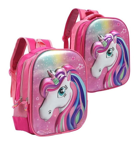 Mochila Unicornio Fondo Arco Iris Metalizado Cuotas