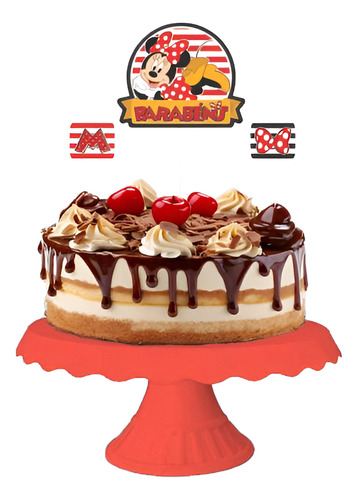 Topo De Bolo Festa Minnie Decoração Aniversário Completo 3pç