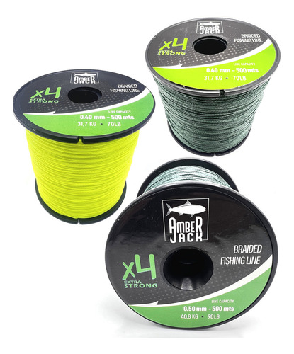 Bobina de Multifilamento Amberjack 4x 0.25 Mm Amarillo 500 Mts
