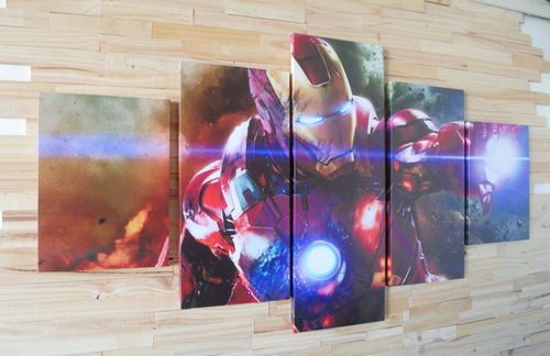 Cuadros Polipticos De Iron Man De  150x80 Con Bastidor.