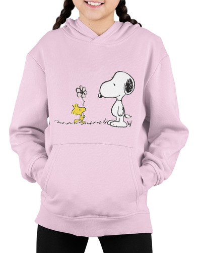 Poleron Infantil Niña Snoopy Charlie Brown Flor Estampado Algodon