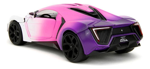 Coche miniatura Lykan Hypersport Pink Slips 1:24 de Jada Toys, blanco/rosa