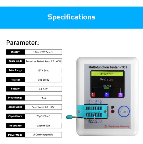 Probador De Transistores Mosfet, Retroiluminación, Sin Calib