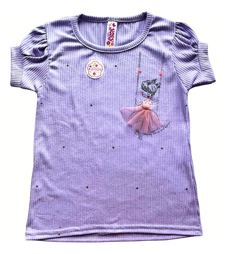 Blusa Camisa Playera Niña Bordada Estampado Bailrina Ribbrus