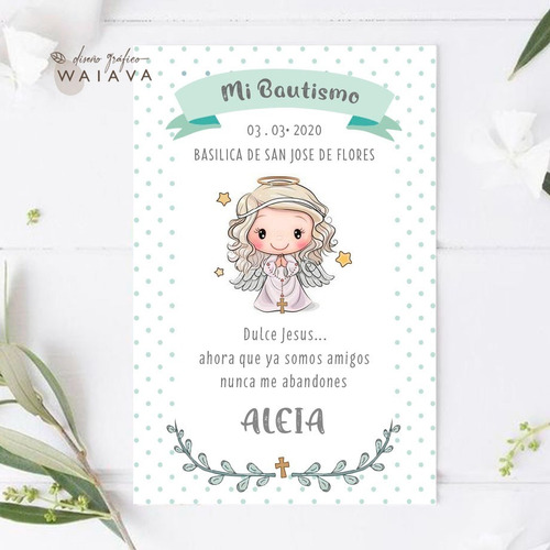 Imagen 6 de 10 de Estampitas Bautismo Tarjetas Estampas Nenas X 3u