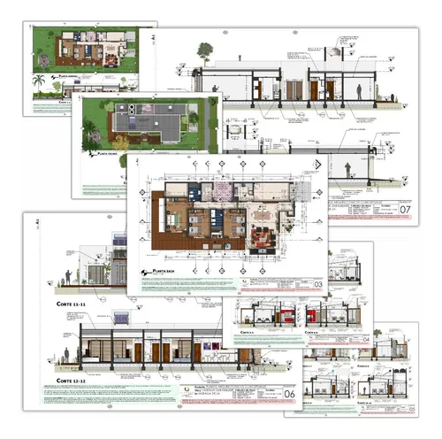 Plano De Casa Moderna Medidas Diseño Color 168m2