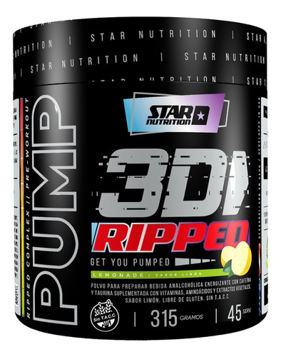 Pump 3d Ripped 315 Gr Star Nutrition Pre Entreno + Quemador 