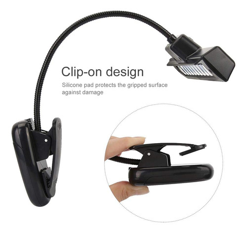 Soporte De Música Clip Luz Led Lámpara De Lectura Usb Aaa