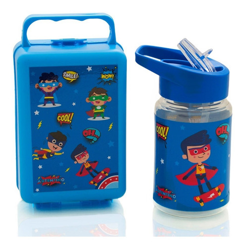 Imagen 6 de 10 de 12 Set Botella Y Lonchera Escolar Infantil Nene Nena Niños