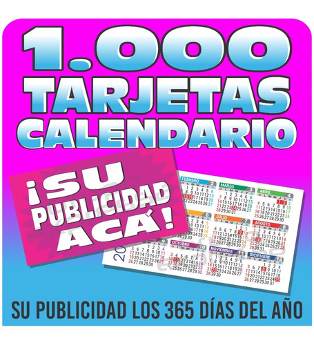 1000 Tarjetas Laminadas C/ Calendario! Full Color 9x5 Cm Almanaques