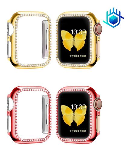 Imagen 6 de 10 de Funda Para Apple Watch Diamantes Premium + Mica Dama Mujer