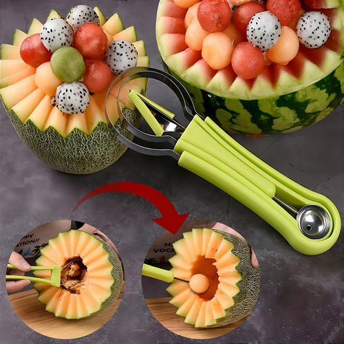 Fatiador De Frutas 4 Em 1 Cortador Melância Melão Aço Inox