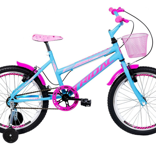 Bicicleta Aro 20 Feminina Infantil Roda Lateral Azul Jbwt