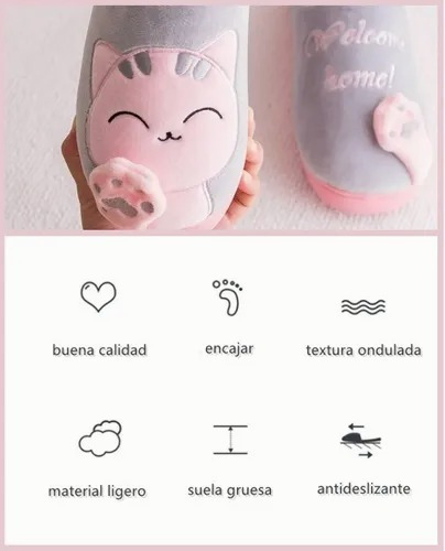 Imagen 6 de 10 de Pantuflas Peluche Gatos Lindas Cómodas Mujer Hombre Parejas
