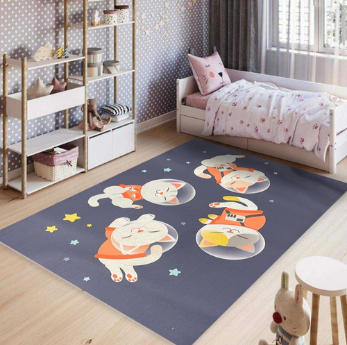 Alfombra Infantil Gatos Nena/nene 100x150 Cm Kreatex