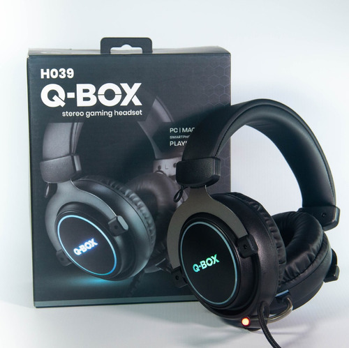 Auriculares Gamer Qbox H039 Cable Mallado Usb Color Negro Color De La Luz Azul