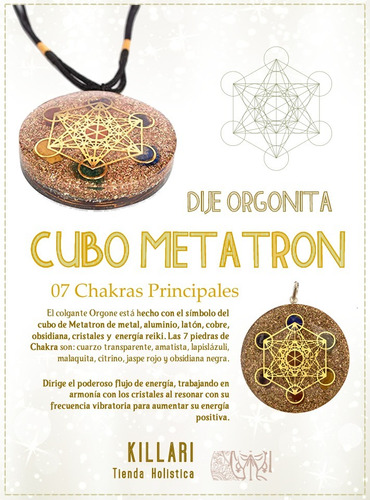 Dije Orgonita Cubo Metatron, 07 Chakras Principales