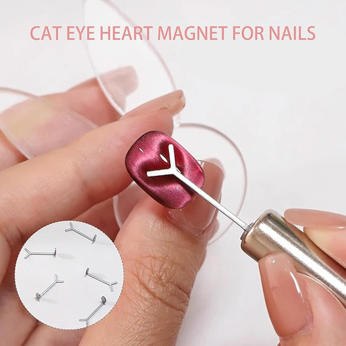 Imán Con Forma De Corazón Y Ojo De Gato Para Uñas, Gel Con F