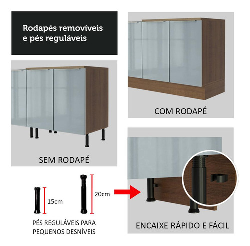 Gabinete Bajo Cocina Madesa Lux 40cm Con Encimera Mg Color Rústico/Gris