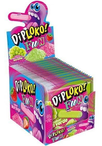 Diploko Fun Bala Bastão Morango/uva 24un X 15g - Danilla