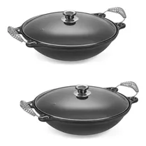Comprar 2 Panela Mineira Wok 4 E 6 Litros Alça Espiral + Tampa Vidro