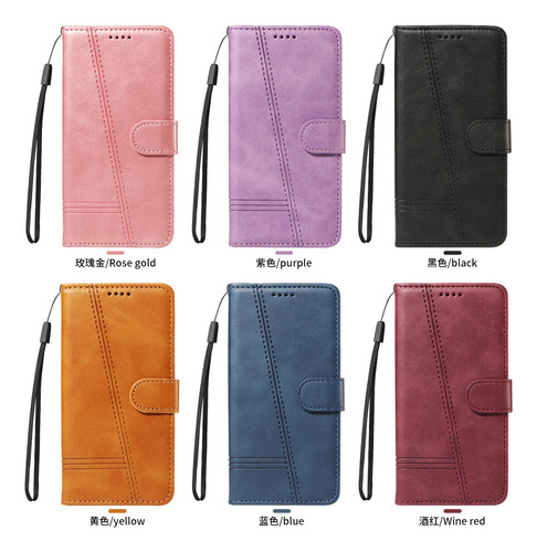 Para Funda De Piel Emboss Lines Cards Solt Tipo Libro Para
