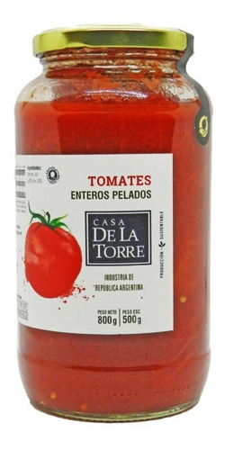 Tomates Enteros Pelados X 800 Gr - Casa De La Torre