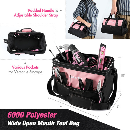 Kit De Ferramentas Workpro Pink Com Furadeira Sem Fio De 20v