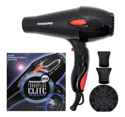 Secador De Pelo Teknikpro Turbo Plus Elite 2800 Negro 220v