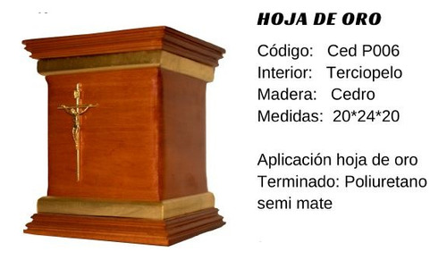 Urna Funeraria De Cedro Modelo Hoja De Oro