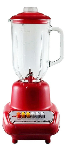 Licuadora American 8116 1 L Roja Con Vaso De Vidrio