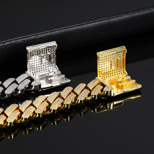 Imagen 5 de 5 de Cadena Cubana Gargantilla 18k Oro Blanco Masculino Hombre