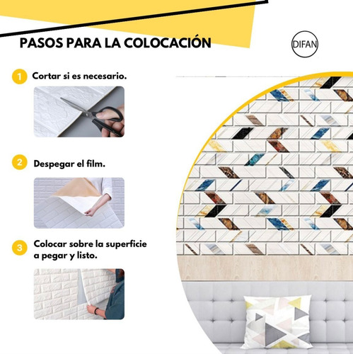 Imagen 4 de 6 de Revestimiento Pared Autoadhesiva 3d Ladrillox4 -envio Gratis