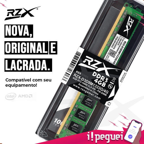 Imagem 6 de 7 de Memória Ram Rzx 4gb Ddr3 1333mhz Cl9 1.5v Original Desktop