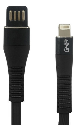 Cable Ghia de USB 2.1 a Lightning Plano Reversible De Un 1 Metro Tipo De Plástico Color Negro