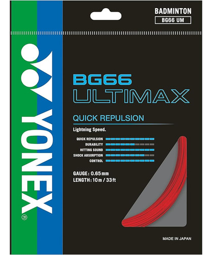 Yonex Bg 66 Ultimax Cordaje De Bádminton (rojo)