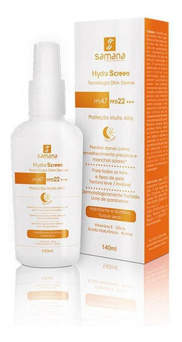 Samana Protetor Solar Hydra Screen Loção Facial Fps 47 140ml