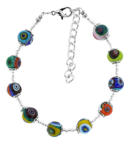 Glassofvenice Pulsera Con Mosaico De Cristal De Murano - Pla