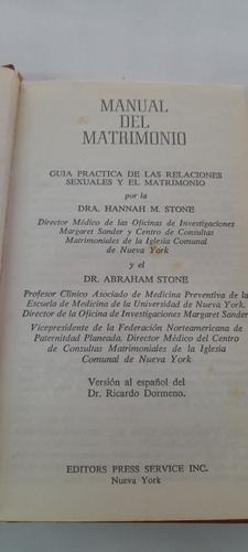 Manual Del Matrimonio De Hannah Y Abraham Stone (usado)