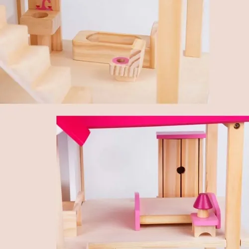 Casa Grande Realista De Muñecas Juguete Didáctico De Madera
