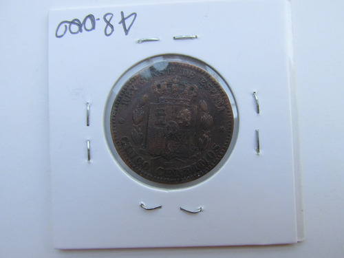 Moneda Reino De España 5 Centimos Bronce Año 1878 Escasa (Usado)