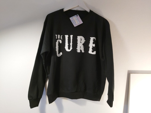 Buzo Frisado Negro Cuello Redondo The Cure Robert Smith Logo