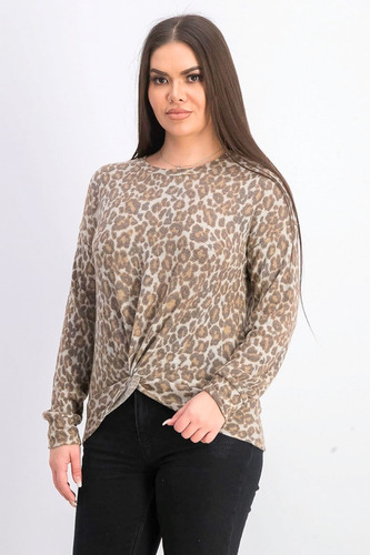 Buzo Dama Animal Print Front Twist Hippie Rose