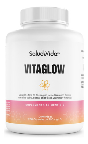 Vitaglow - Ácido Hialurónico, Biotina, Colágeno, Keratina, Retinol, Bambú + Complejo B y Zinc, 18 Ingredientes Activos 200 Cápsulas