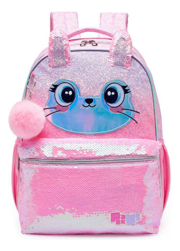 Mochila De Costas Coelho Pack Me Cute Brilhosa Com Orelha