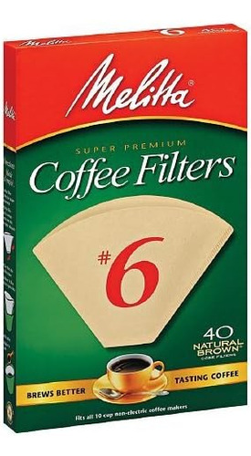 Filtros De Café Cónicos Naturales Marrones #6 40 Ea (...