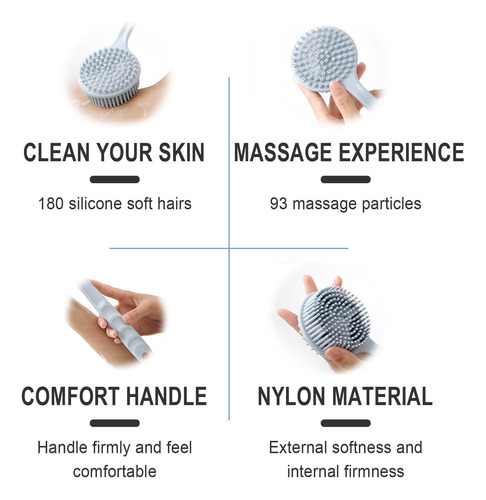 Cepillo De Baño Con Mango Largo, Suave, Para Ducha Trasera