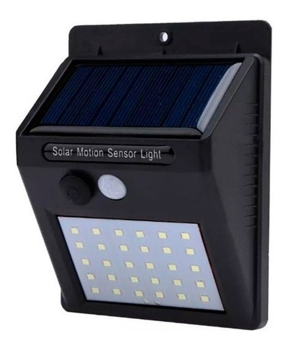 Kit 2 Luminária Solar 30leds Parede Sensor Presença Arandela Cor Preto